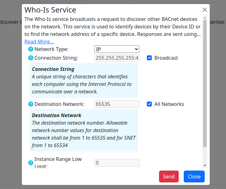 WhoIs Dialog showing new help labels